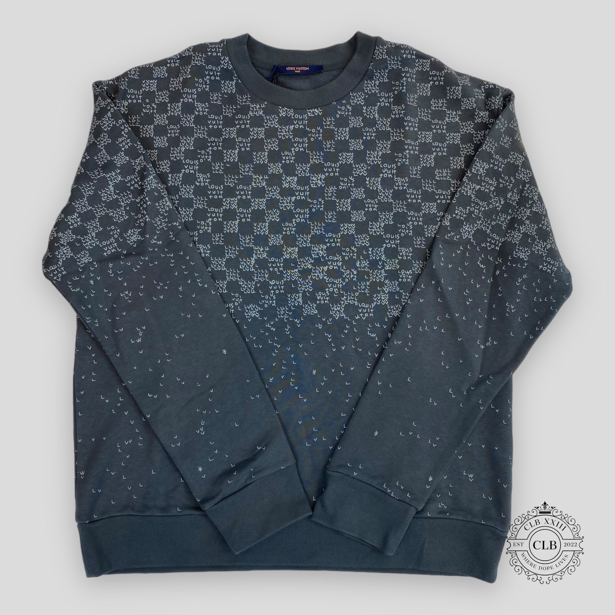 LOUIS VUITTON DAMIER SPREAD PRINTED SWEATSHIRT GREY