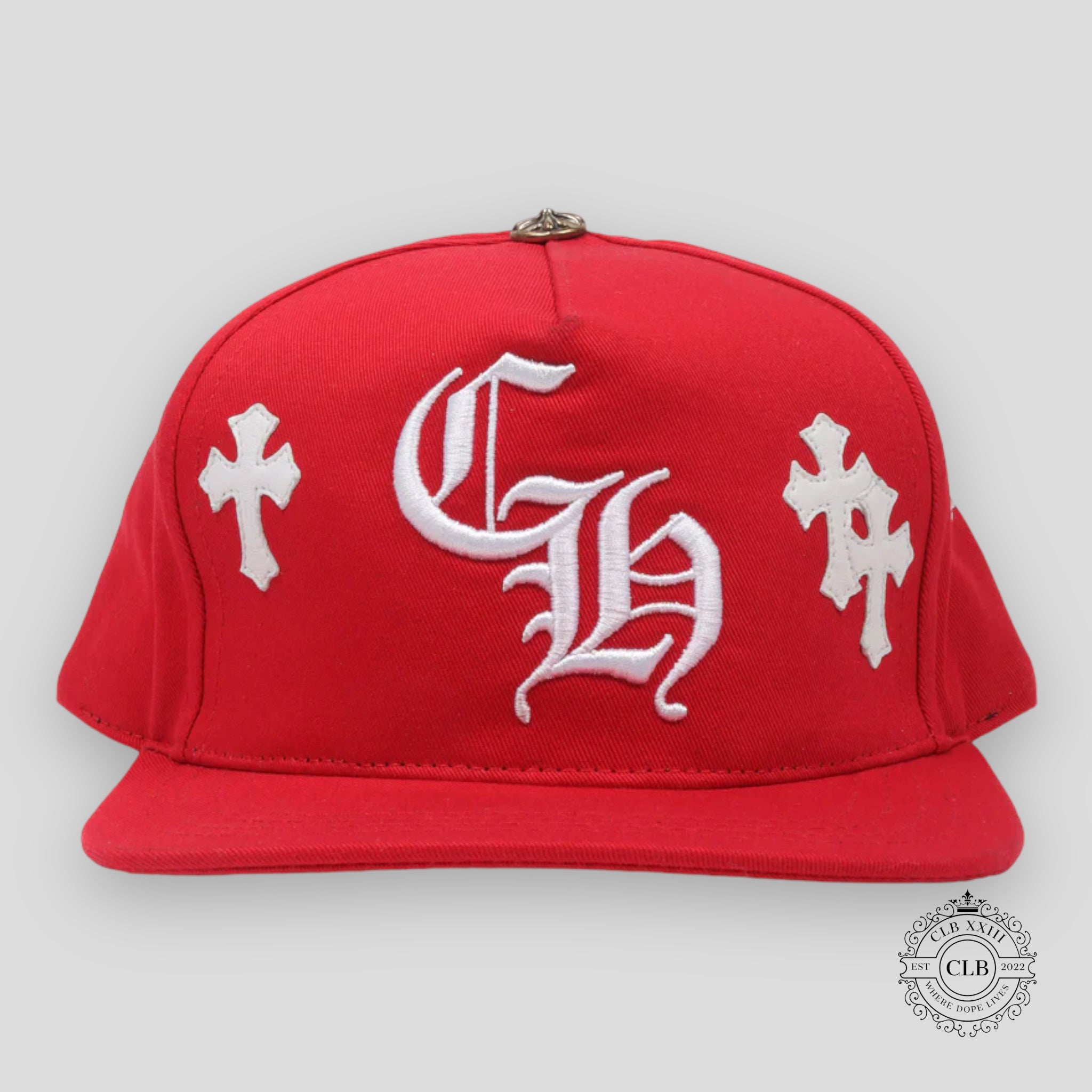 Chrome Hearts Leather Cross Patch Hat in Red