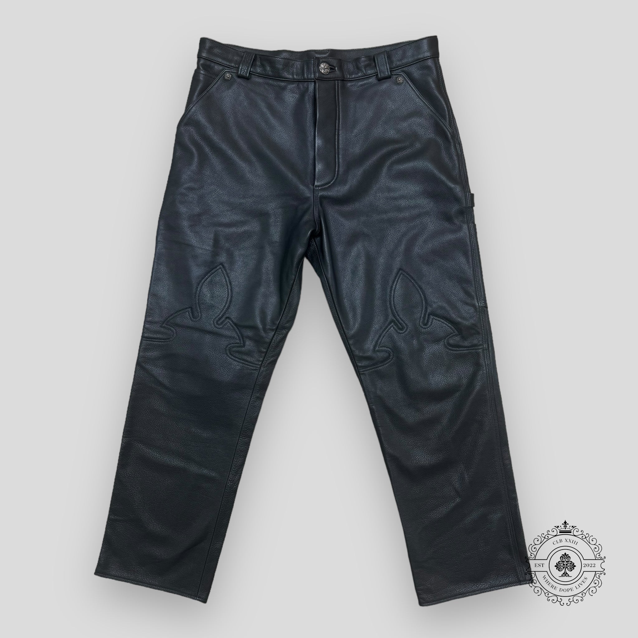 Chrome Hearts Fleur Knee Leather Pants