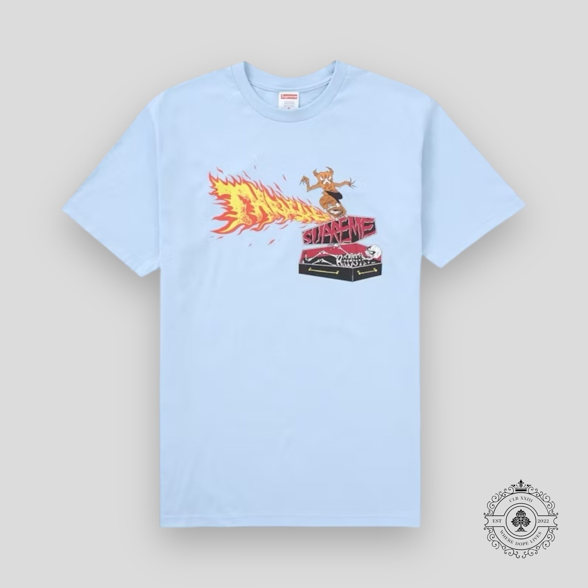 Supreme Thrasher Back Tail Tee in Baby Blue