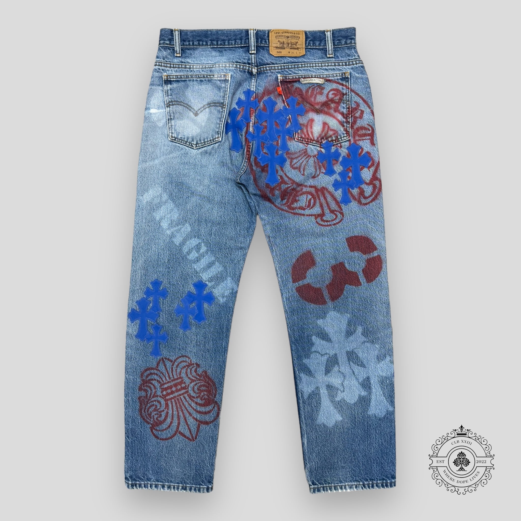 Chrome Hearts Levi's Stencil Cross Patch Jeans