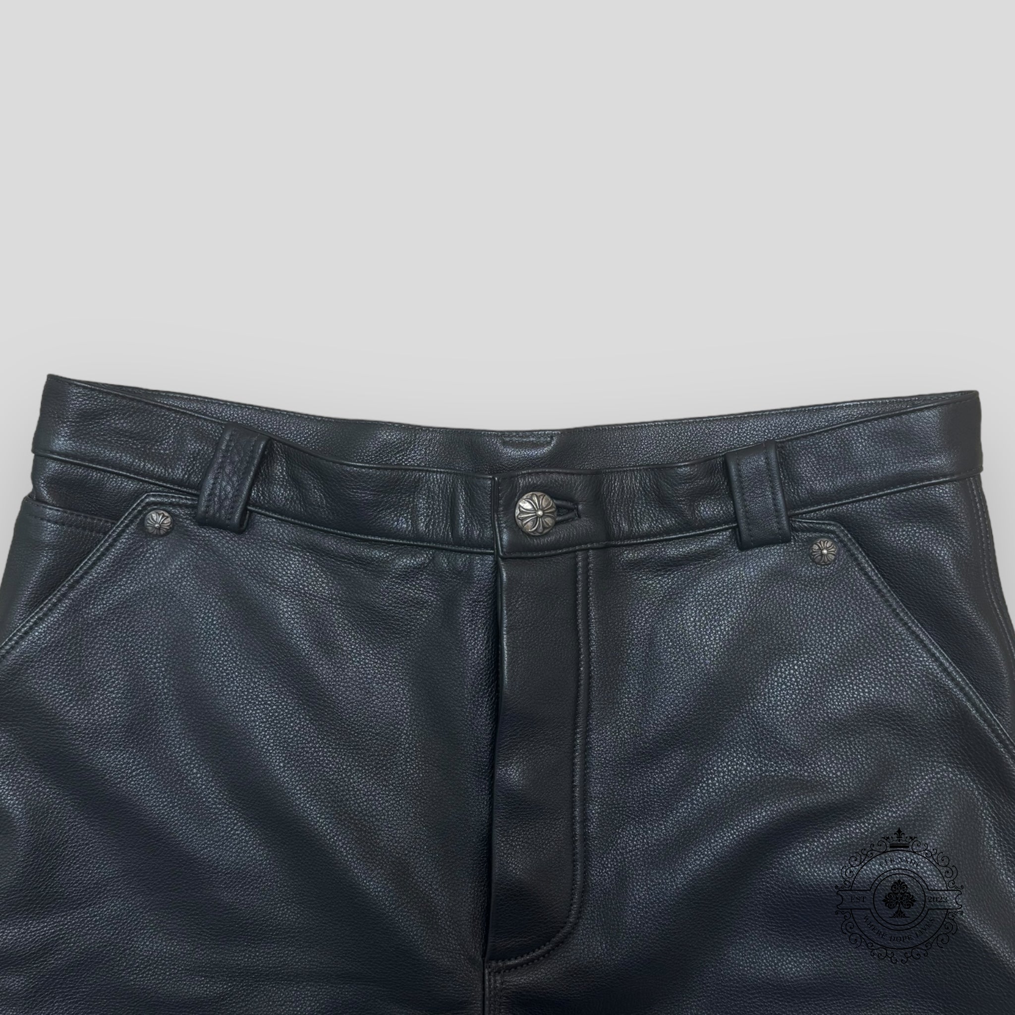 Chrome Hearts Fleur Knee Leather Pants