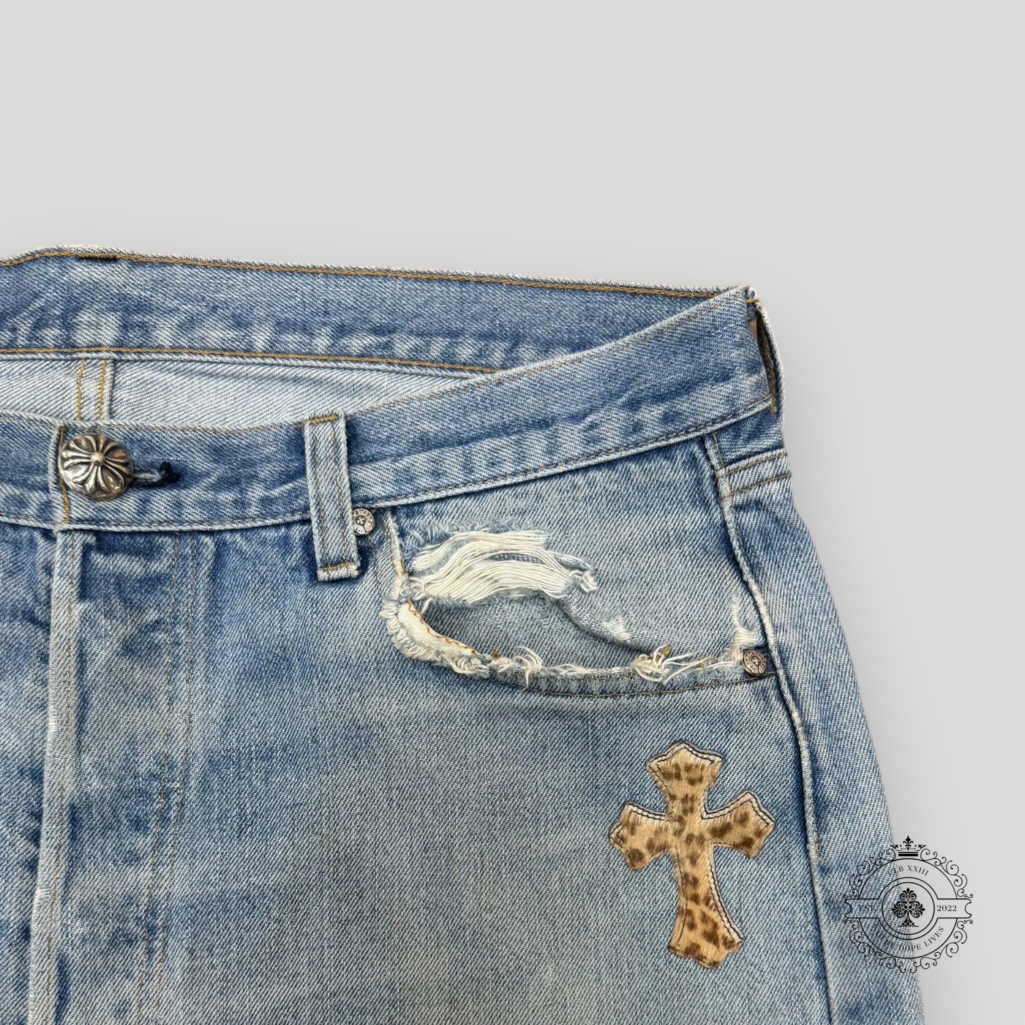 Chrome Hearts Leopard Cross Patch Jeans