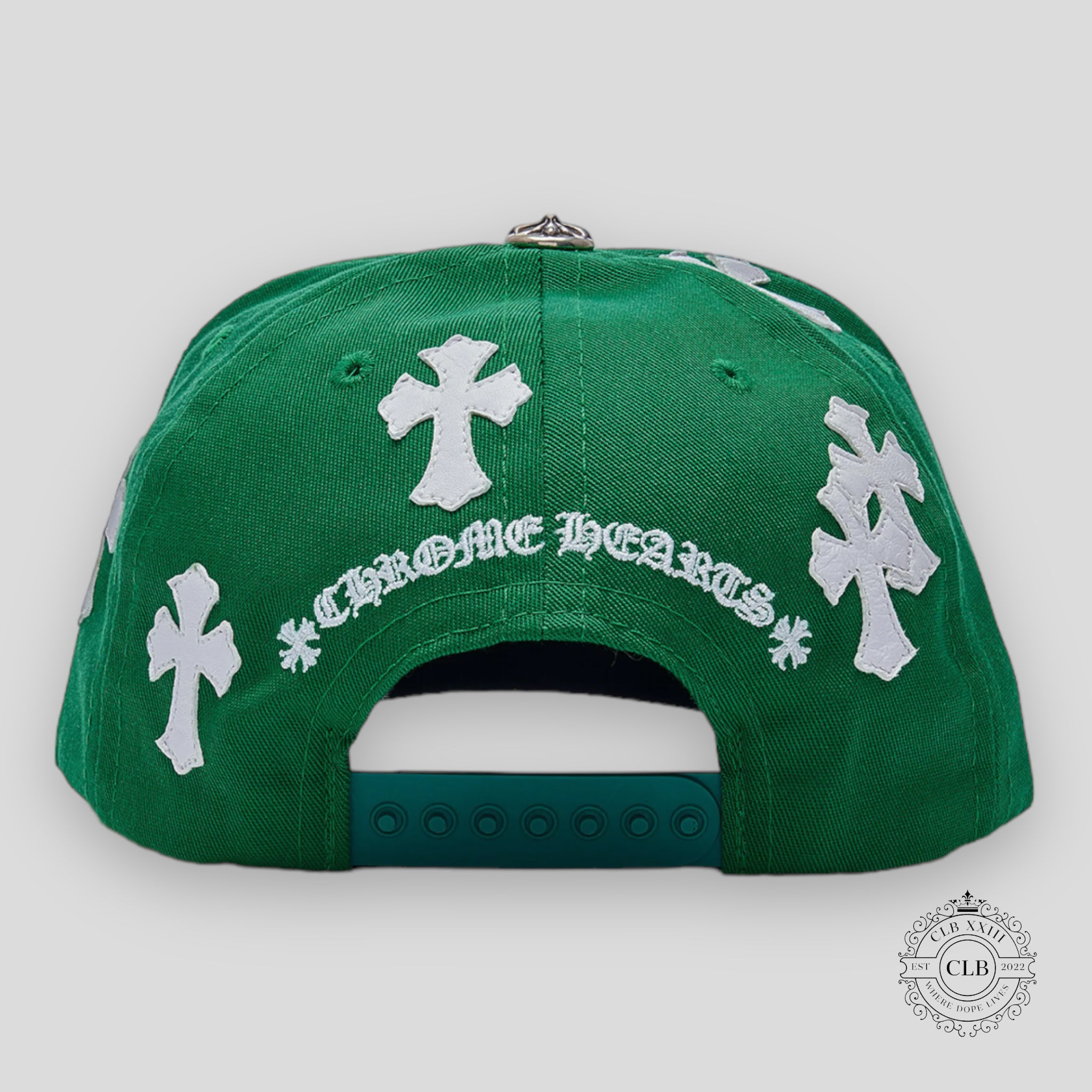 Chrome Hearts Leather Cross Patch Hat in Green