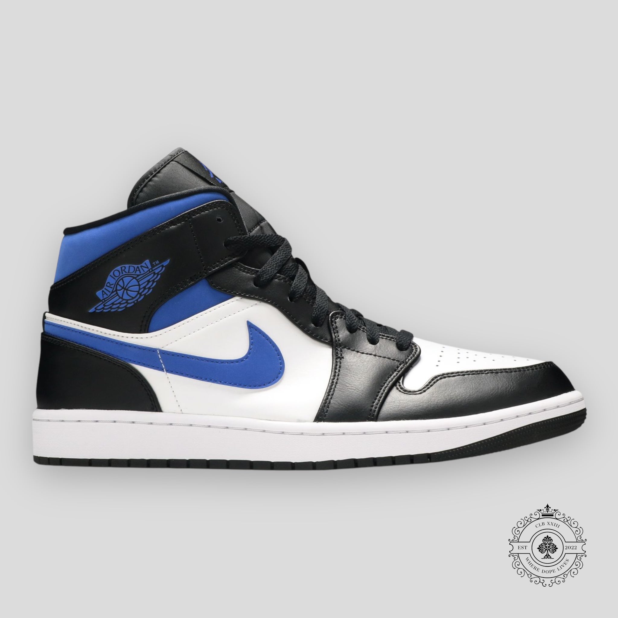 Air Jordan 1 Mid White Black Racer Blue