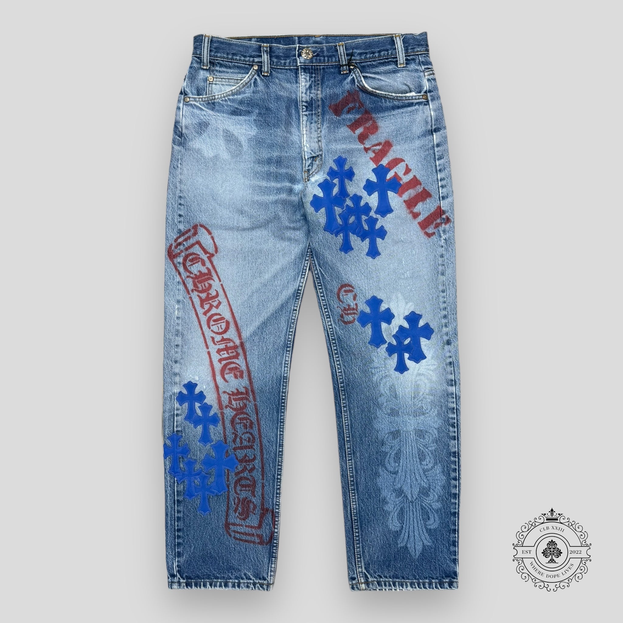 Chrome Hearts Levi's Stencil Cross Patch Jeans