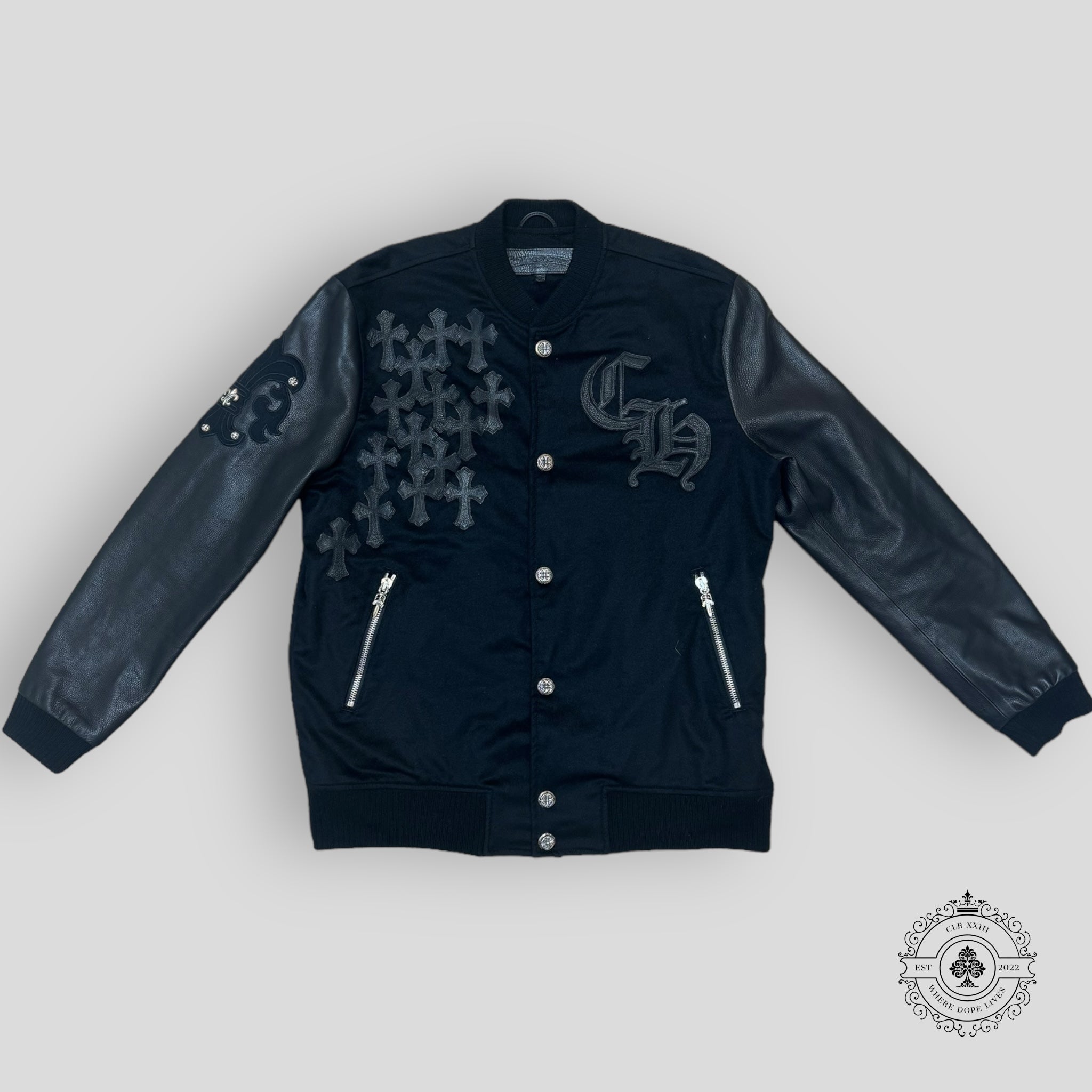 Chrome Hearts Letterman Jacket in Black