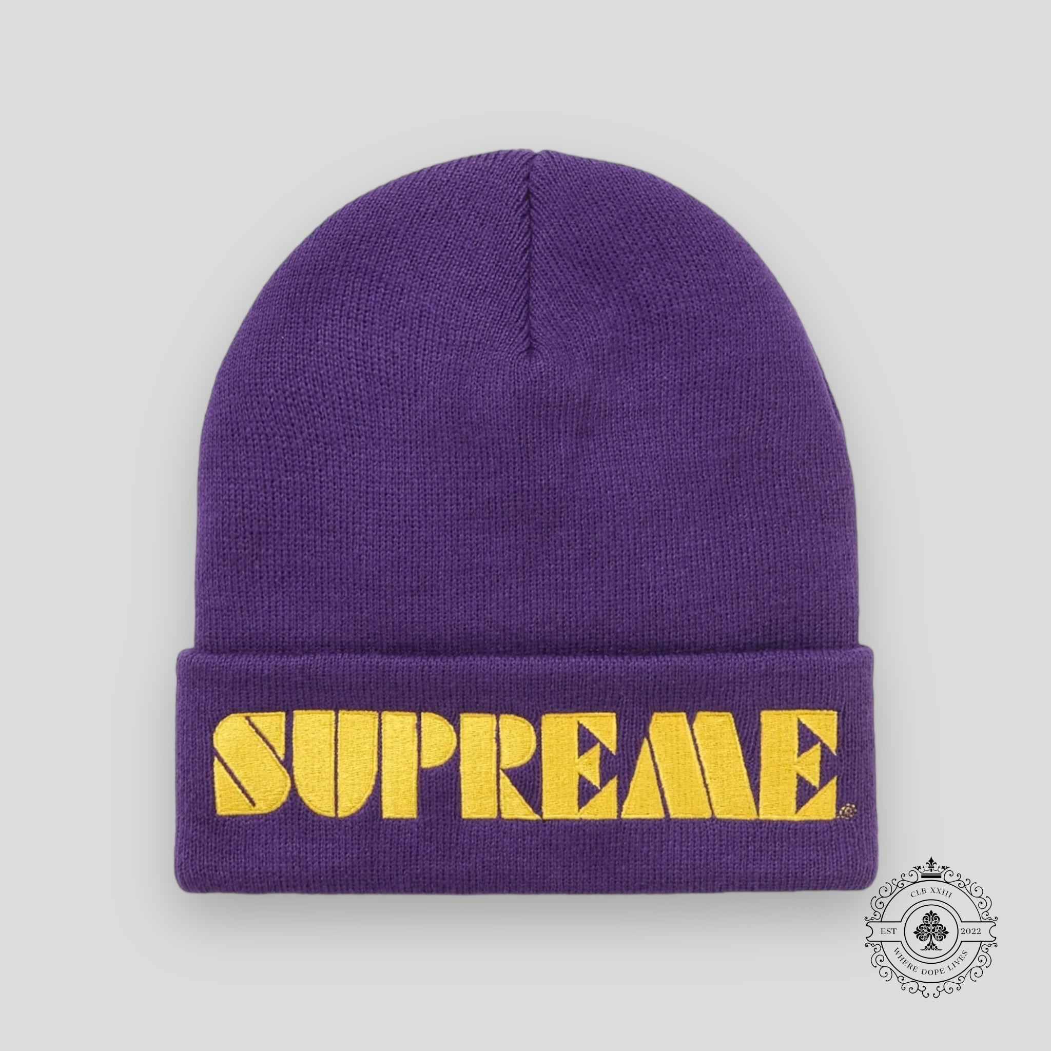 Supreme Stencil Beanie in Purple