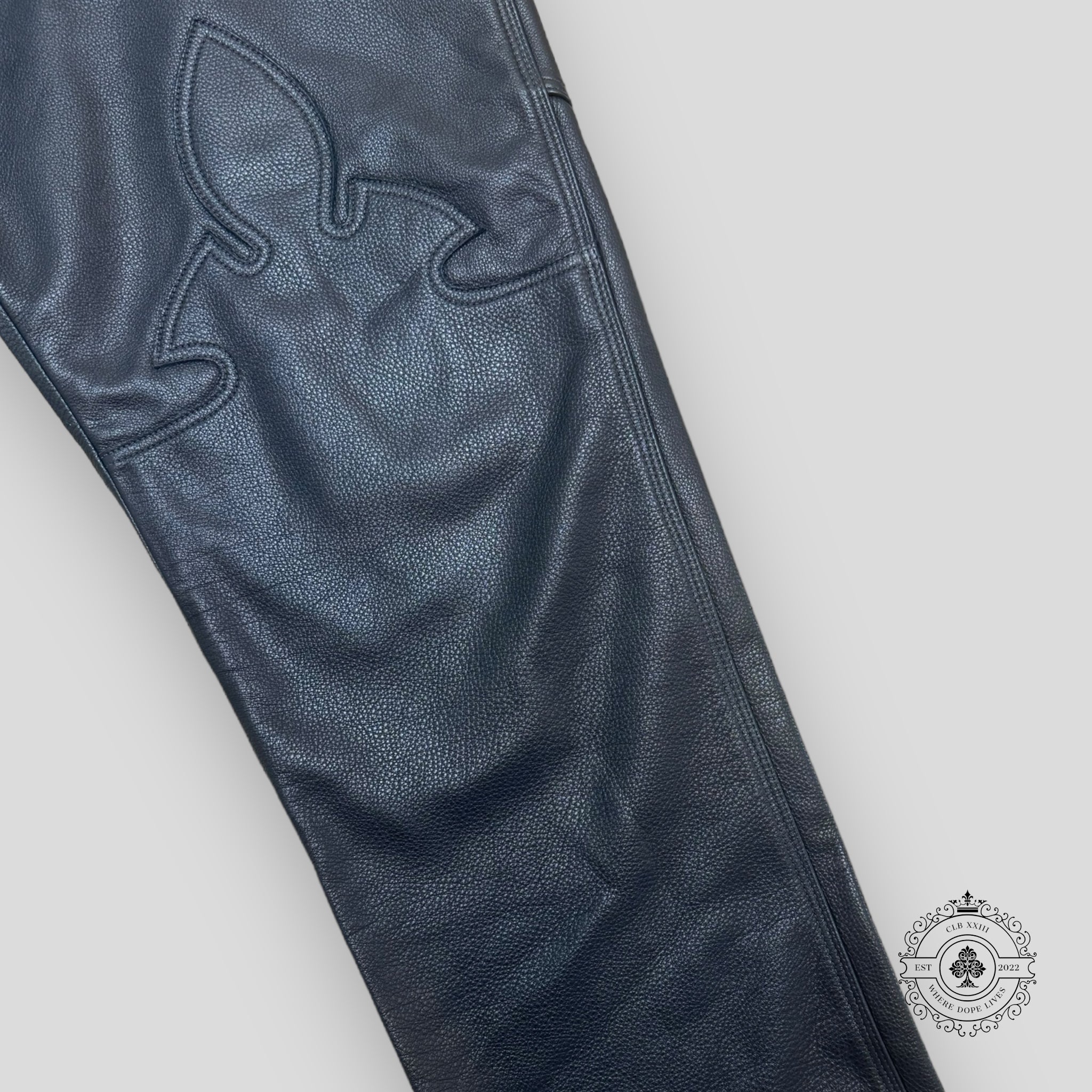 Chrome Hearts Fleur Knee Leather Pants