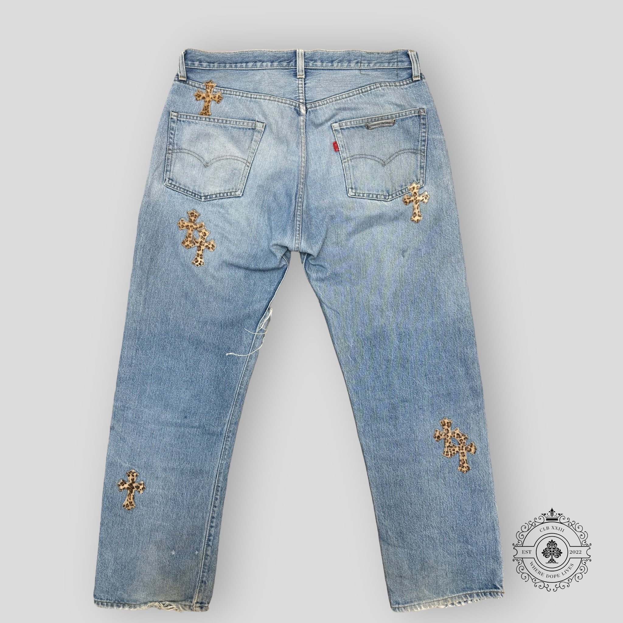 Chrome Hearts Leopard Cross Patch Jeans