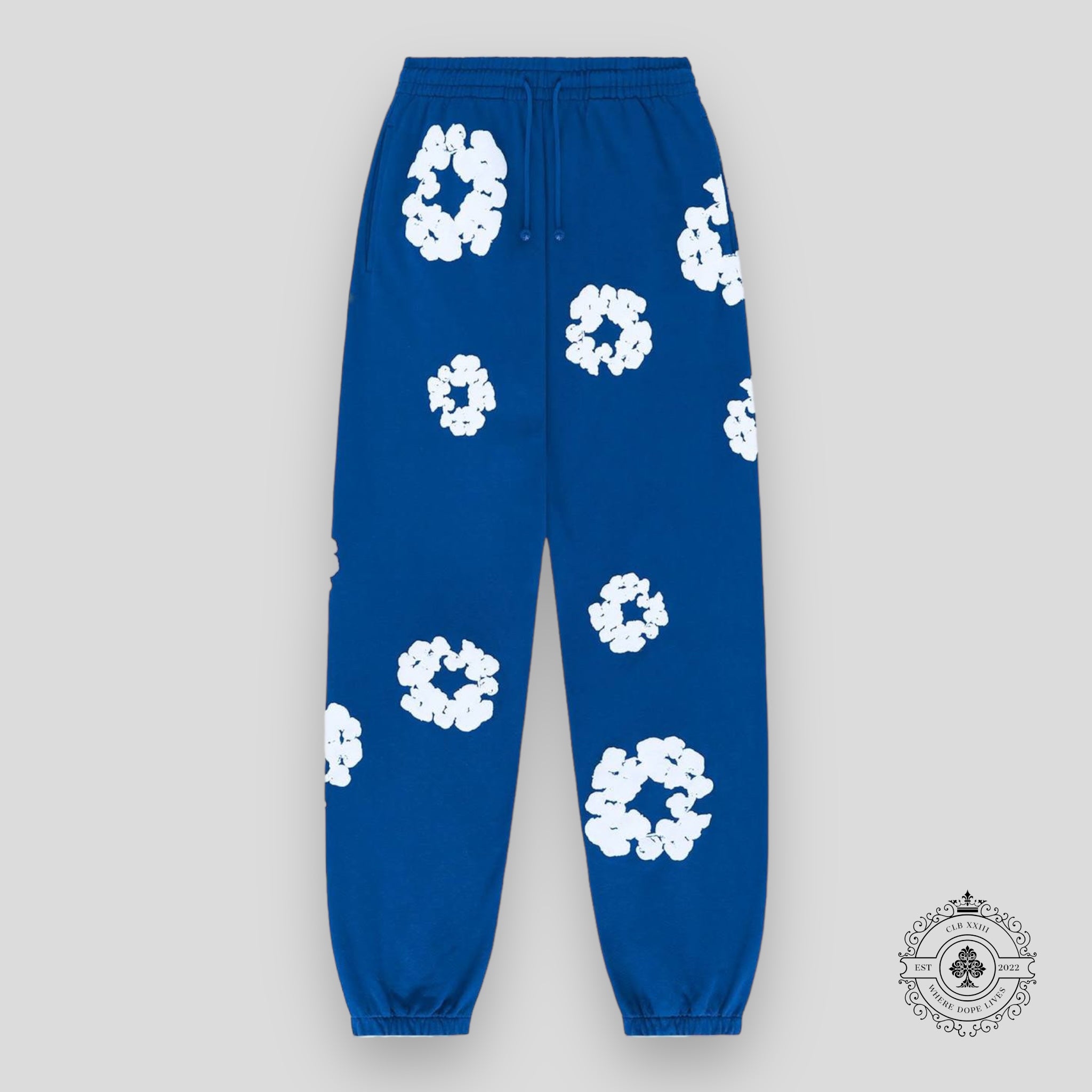 Denim Tears The Cotton Wreath Sweatpants in Royal Blue