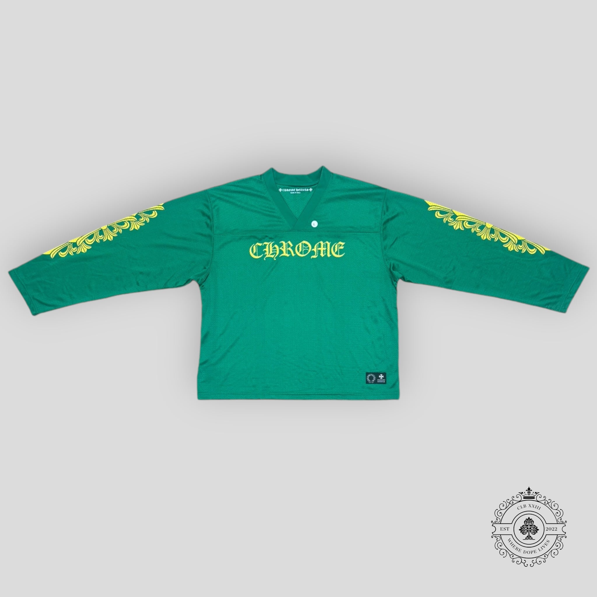 Chrome Hearts Mesh Warm Up Jersey in Green / Yellow