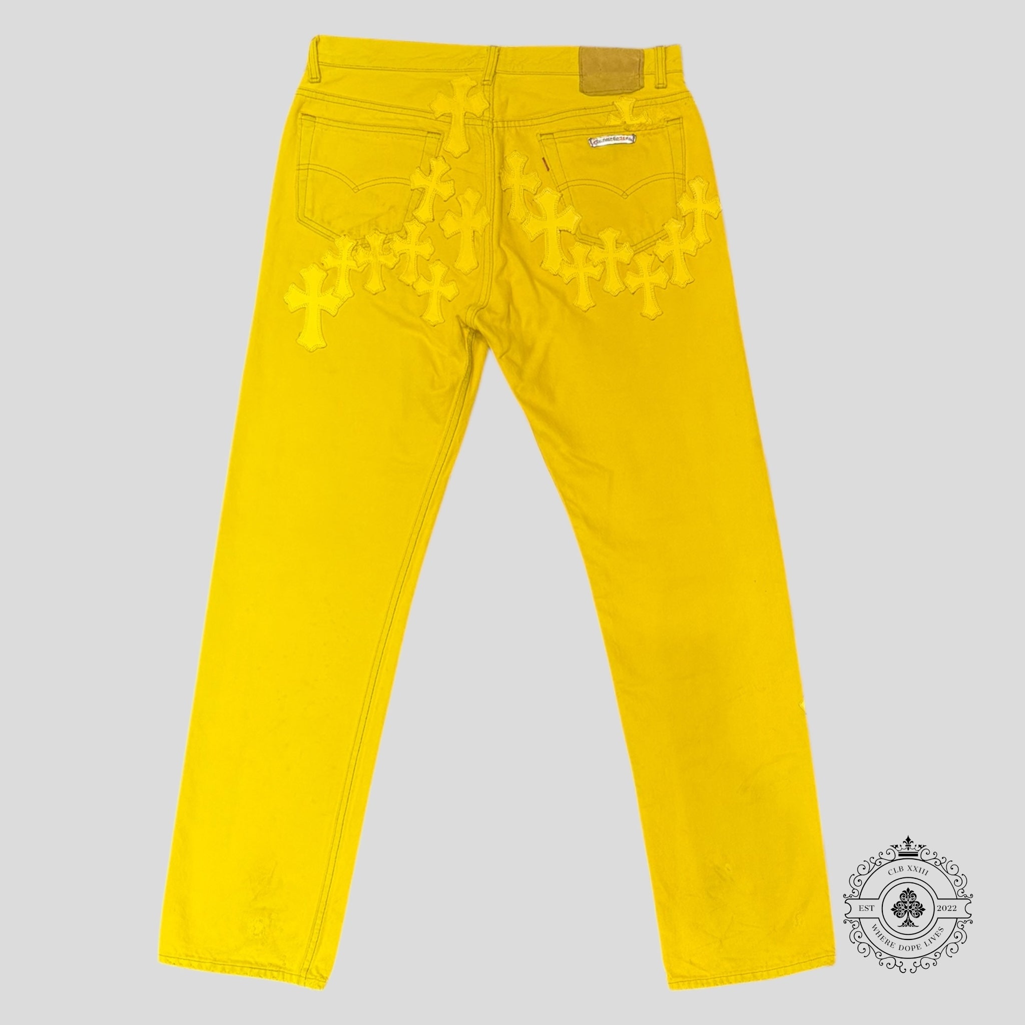 Chrome Hearts Cross Patch Denim Jeans in Yellow