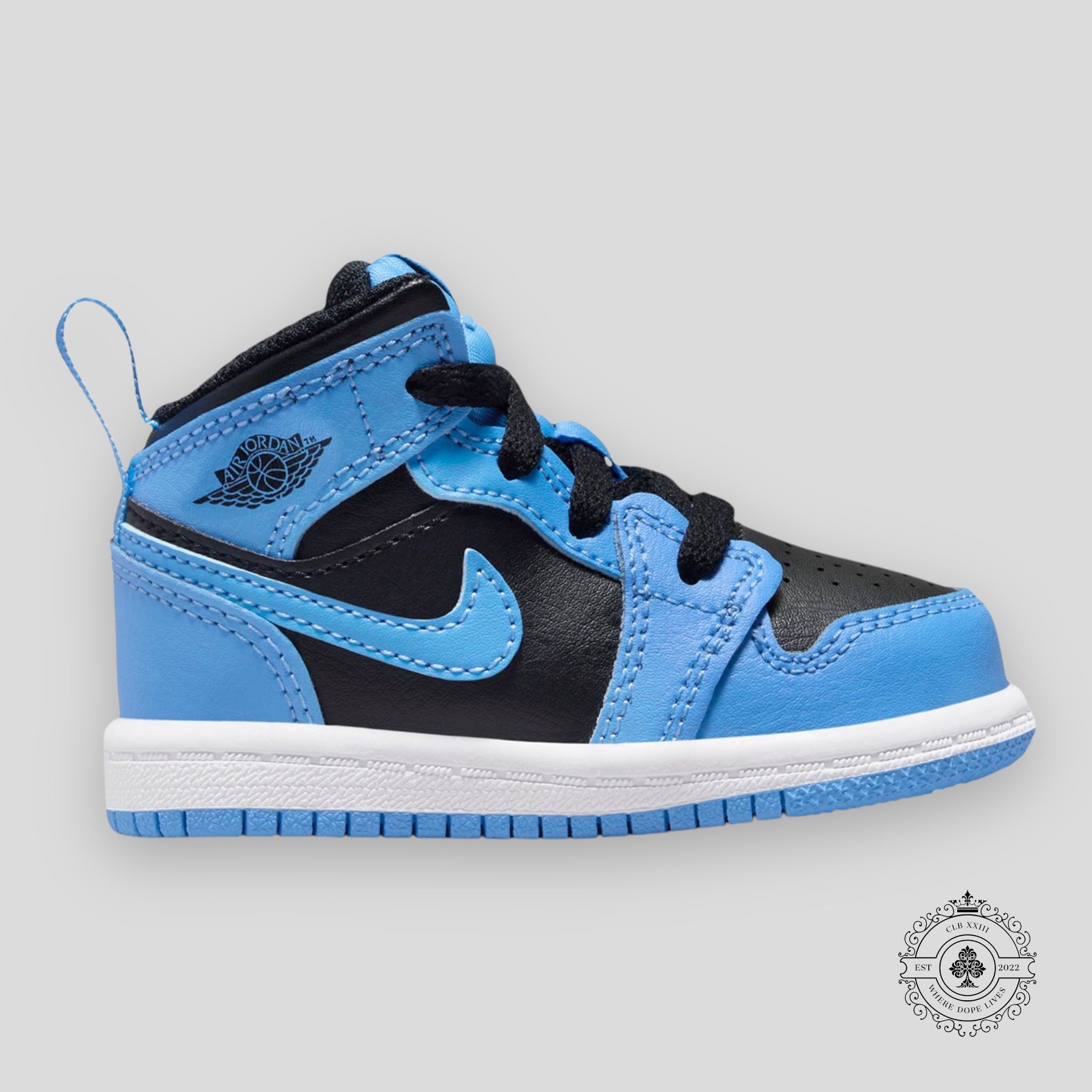 Air Jordan 1 Mid University Blue Black (TD)