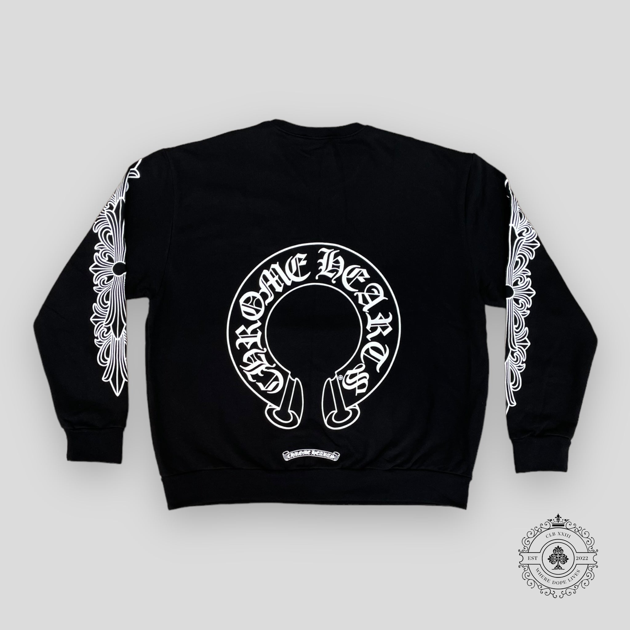 Chrome Hearts Floral Horseshoe Crewneck in Black