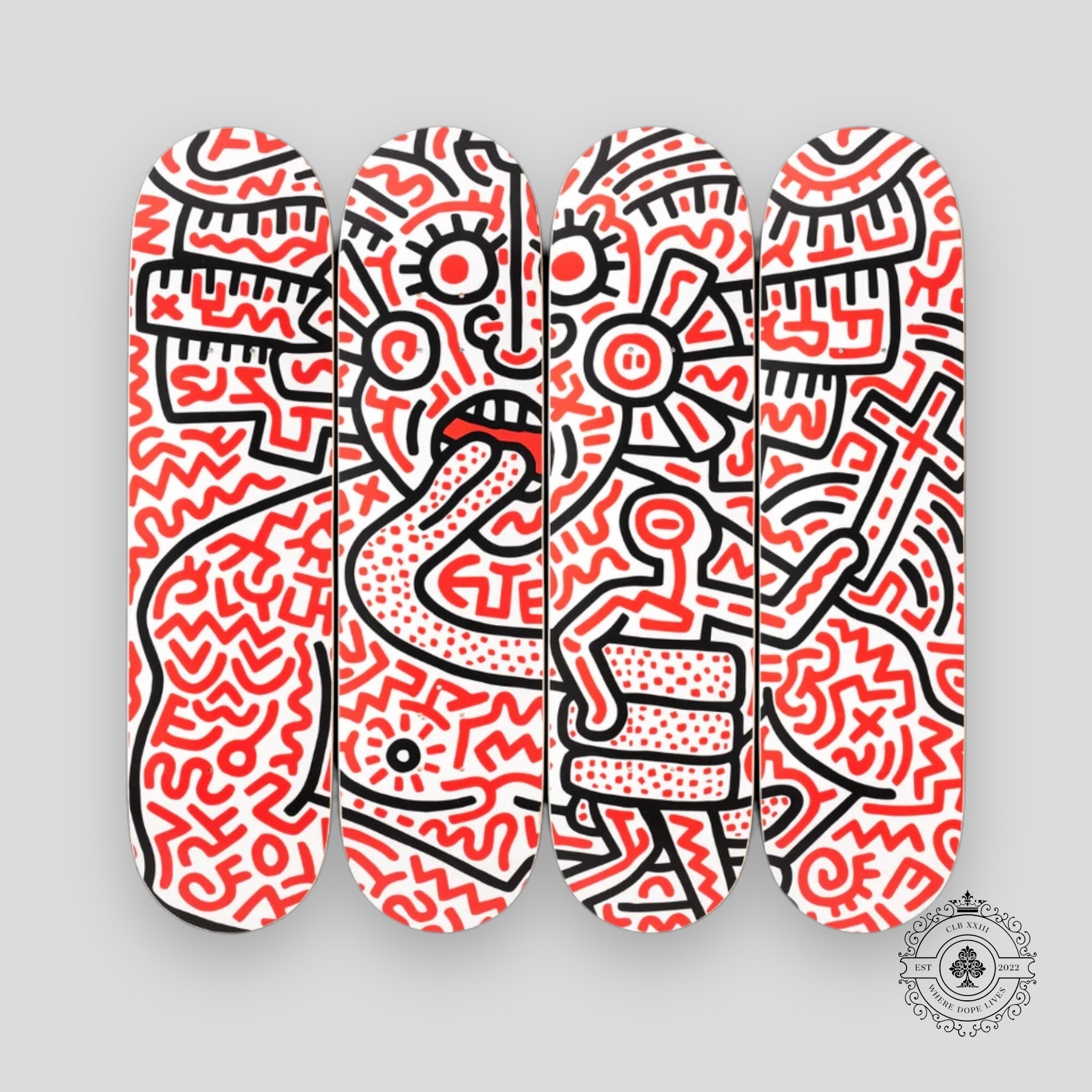 Keith Haring 'Man and Medusa' Skateboard Set