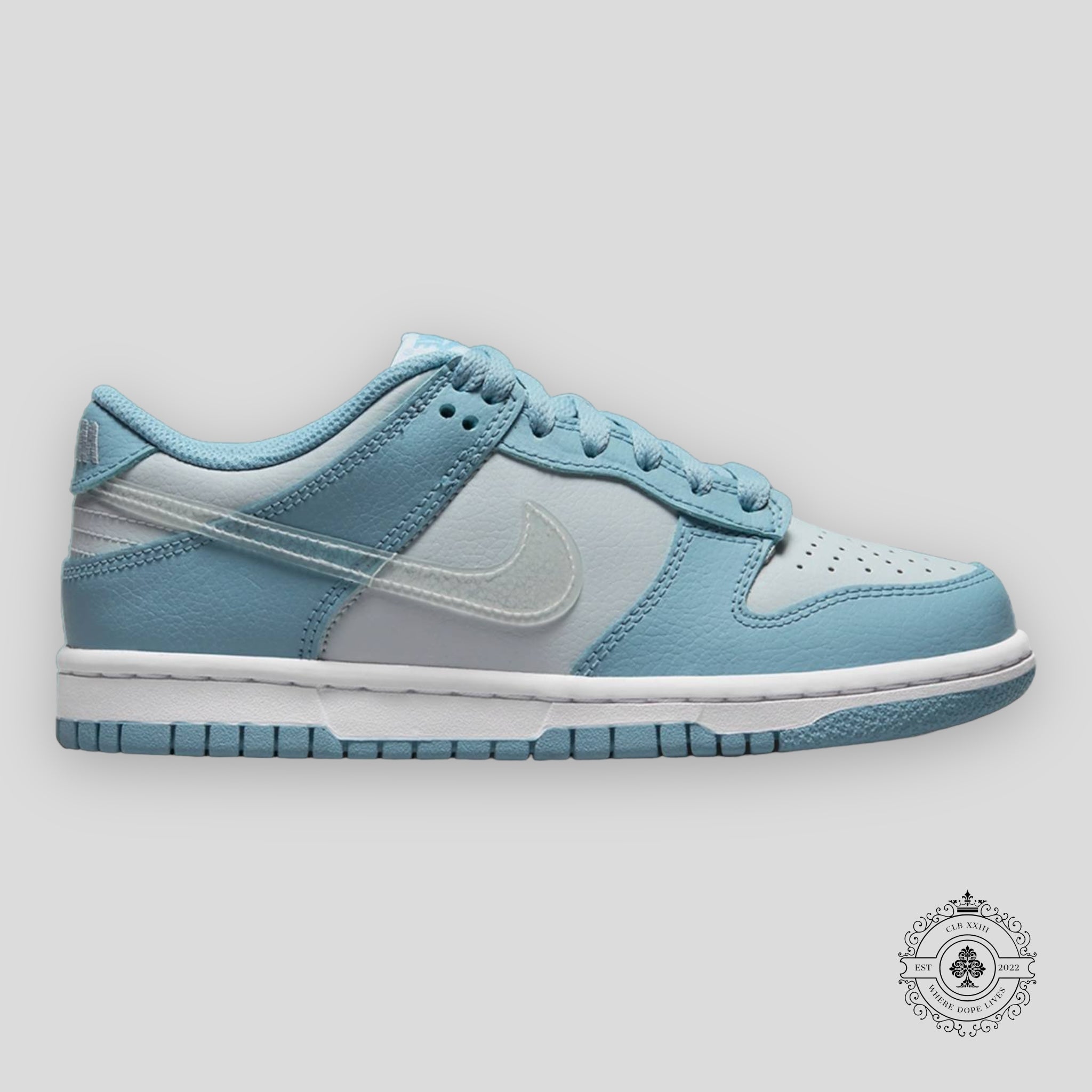 Nike Dunk Low GS “Clear Blue Swoosh”