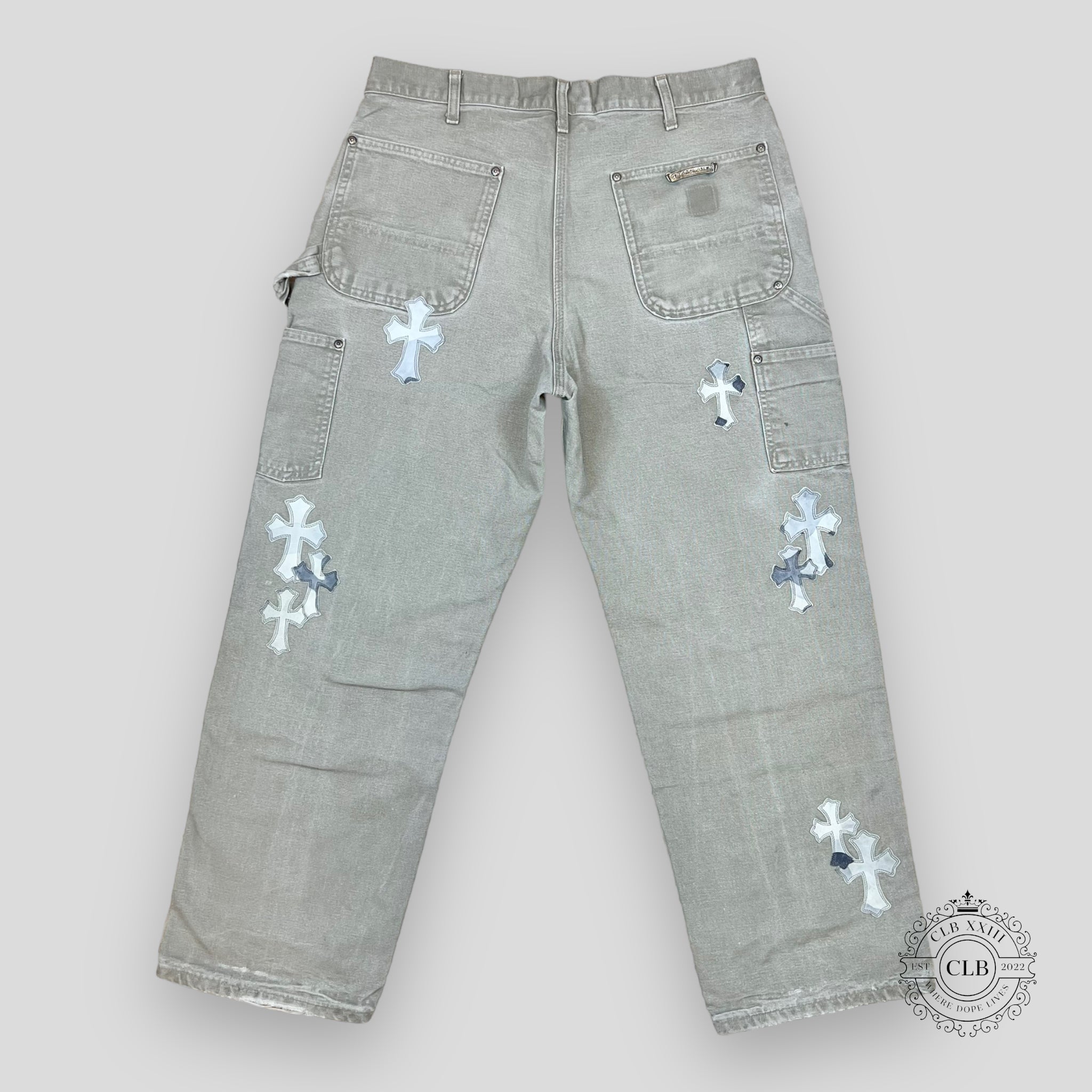 CHROME HEARTS SEX RECORDS CARPENTER PANTS - GREY