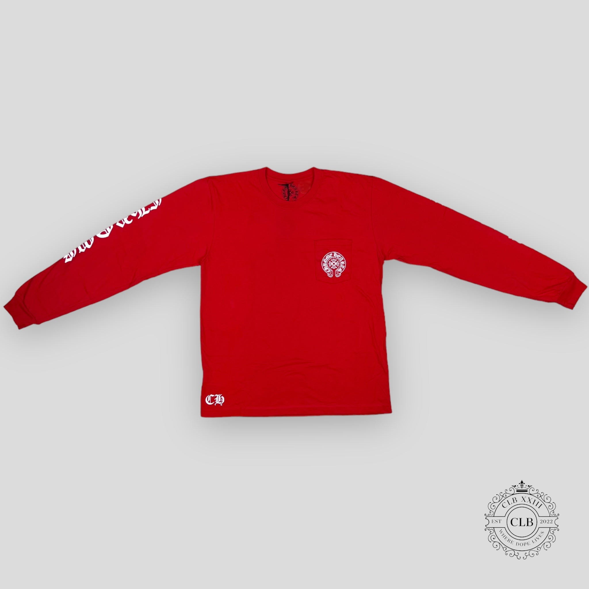 CHROME HEARTS HORSESHOE LOGO LONG SLEEVE TEE - RED