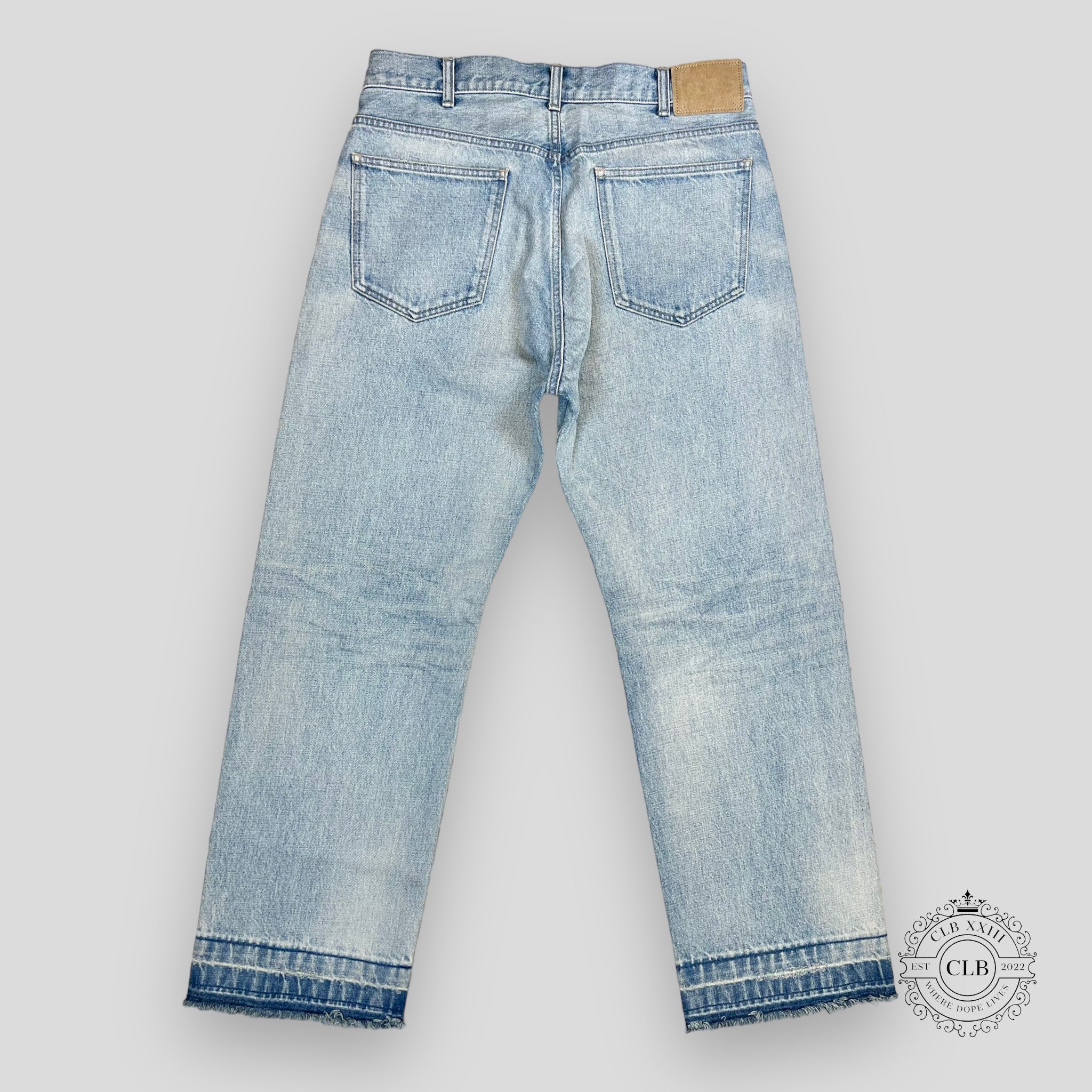 Celine Homme Wesley Straight-Leg Distressed Jeans in Washed Indigo