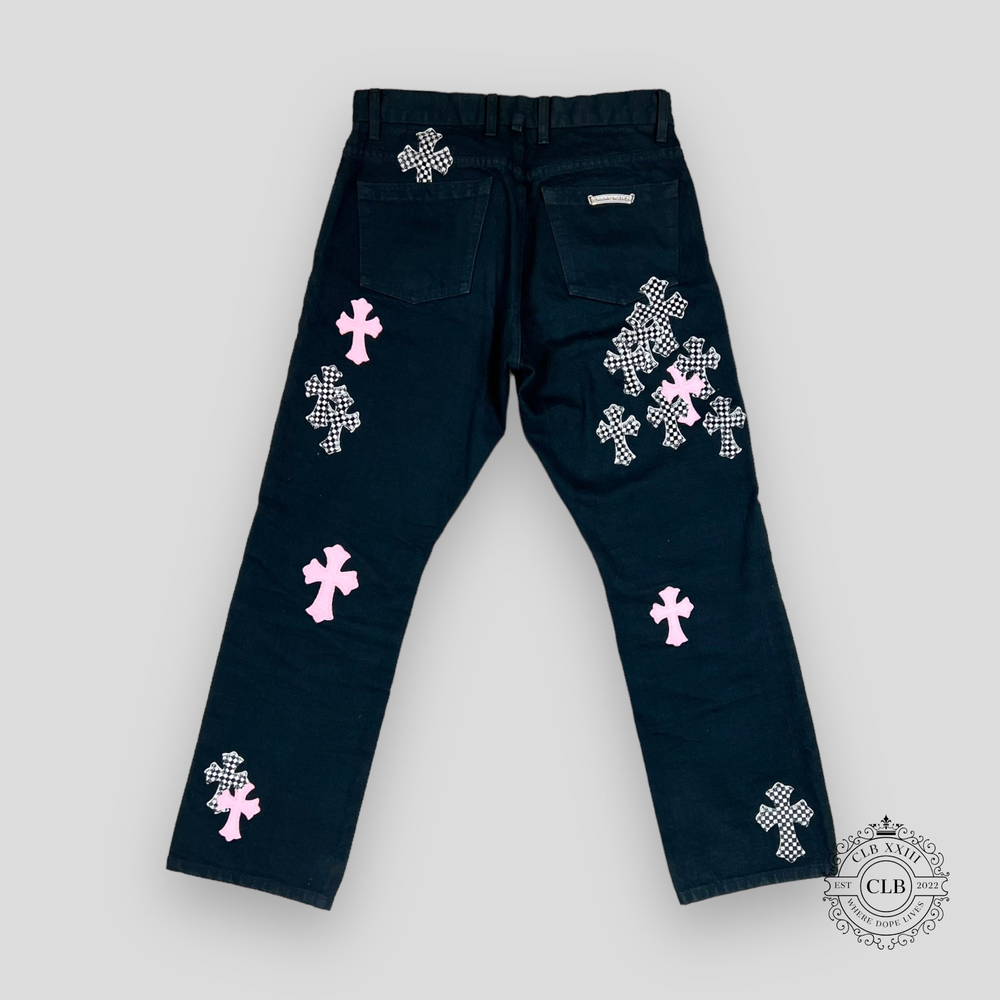 CHROME HEARTS MULTI CROSS JEANS - BLACK / PINK