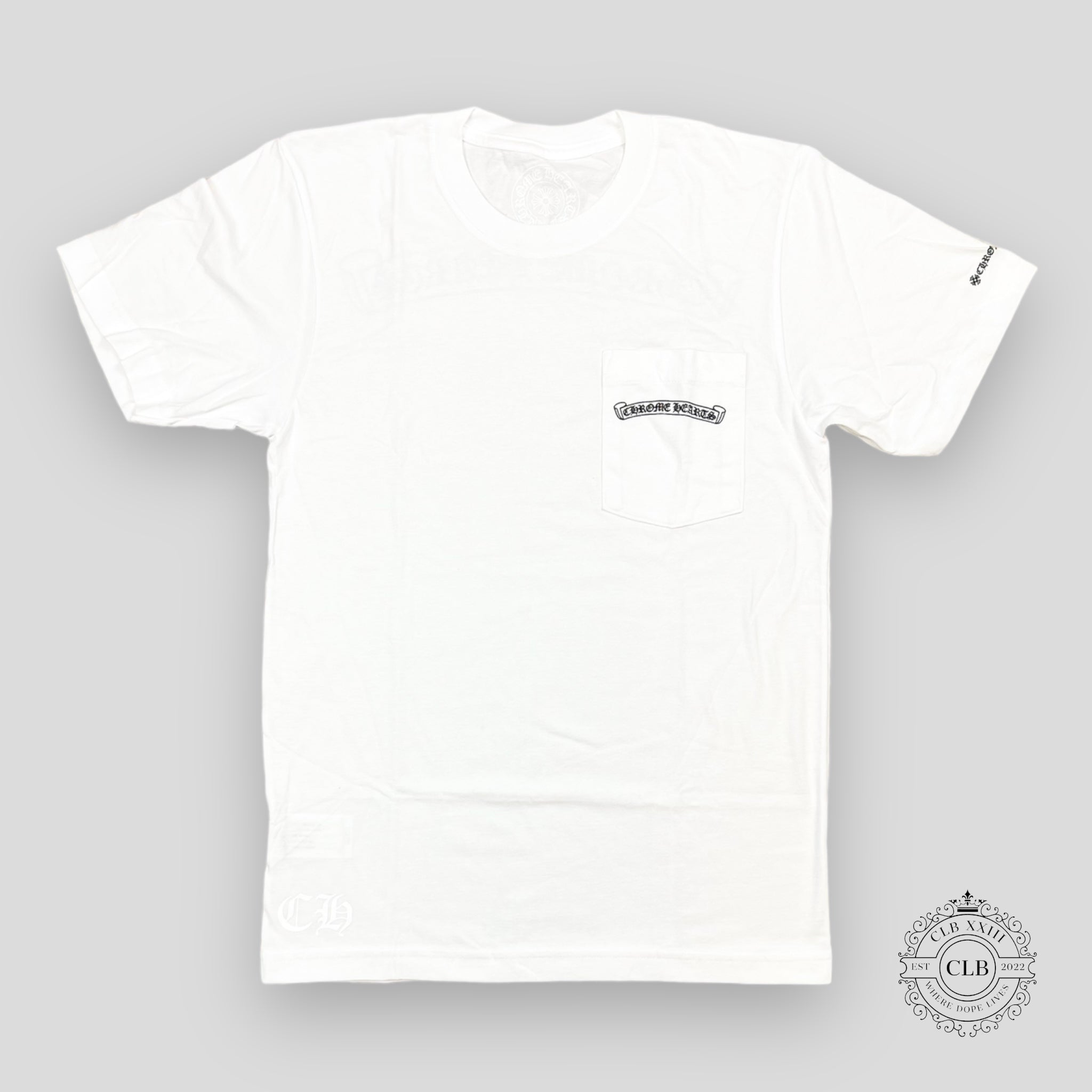 CHROME HEARTS SCROLL LOGO POCKET T-SHIRT - WHITE