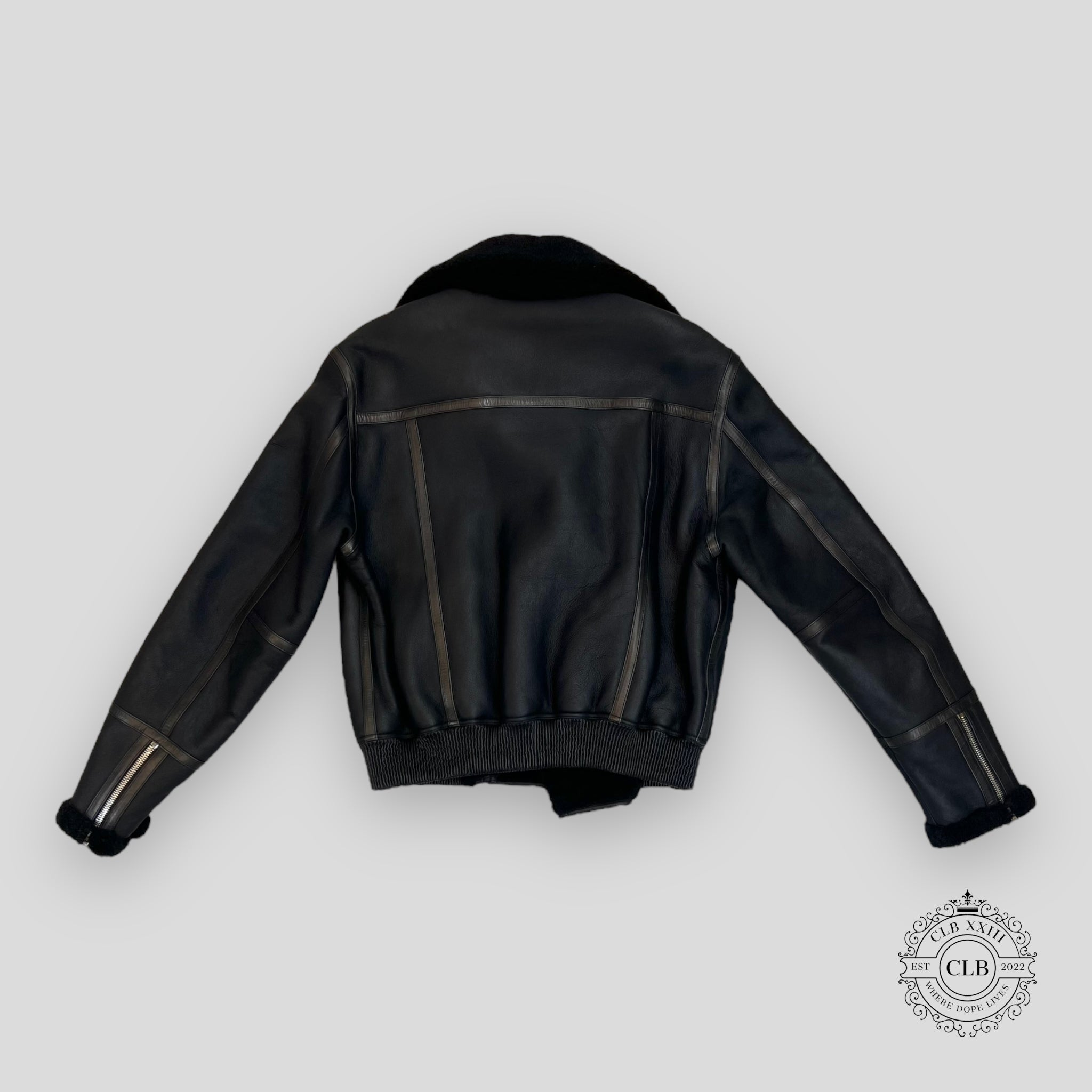 Balmain Shearling-Lined Leather Jacket in Black