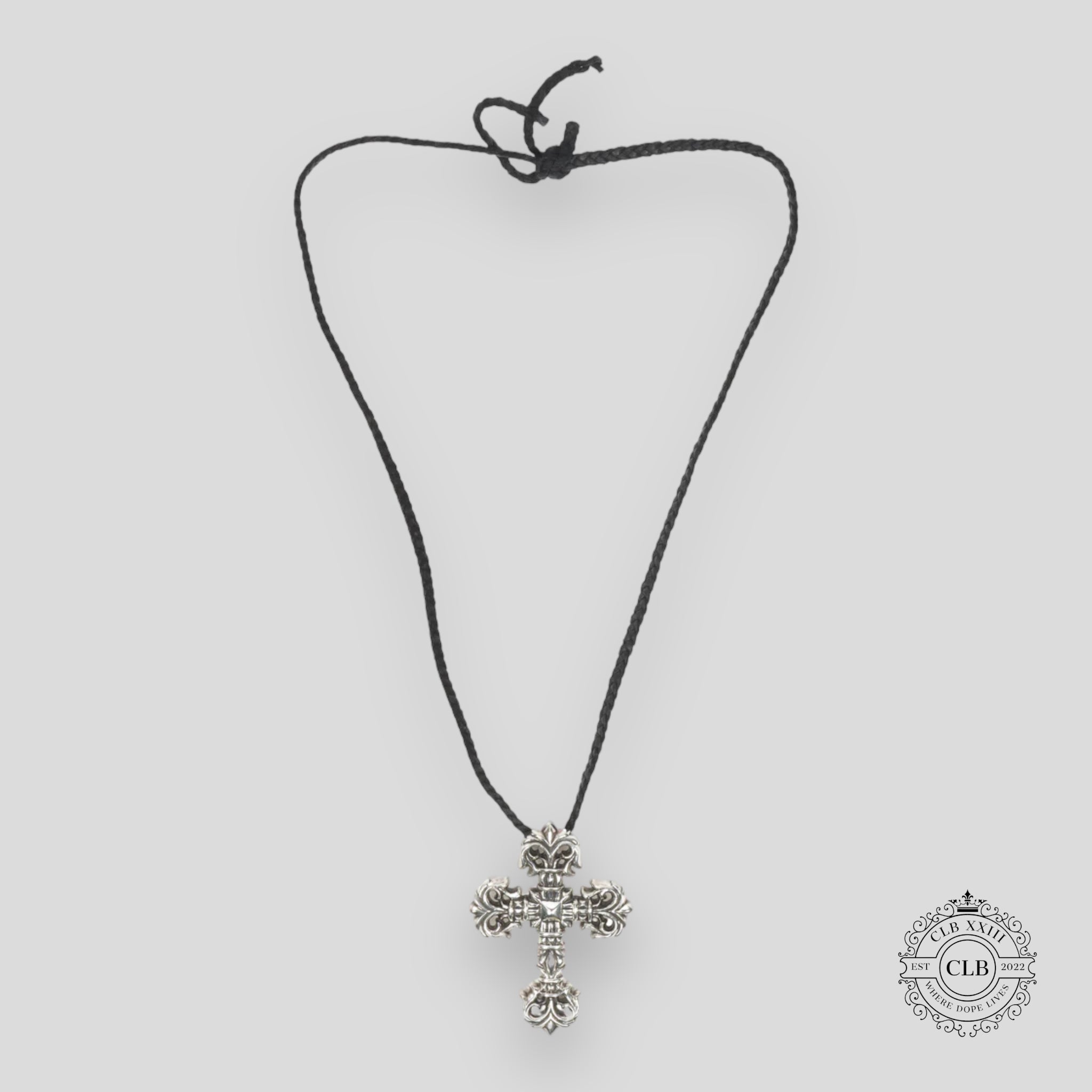 CHROME HEARTS LEATHER STRAP CROSS PENDANT NECKLACE