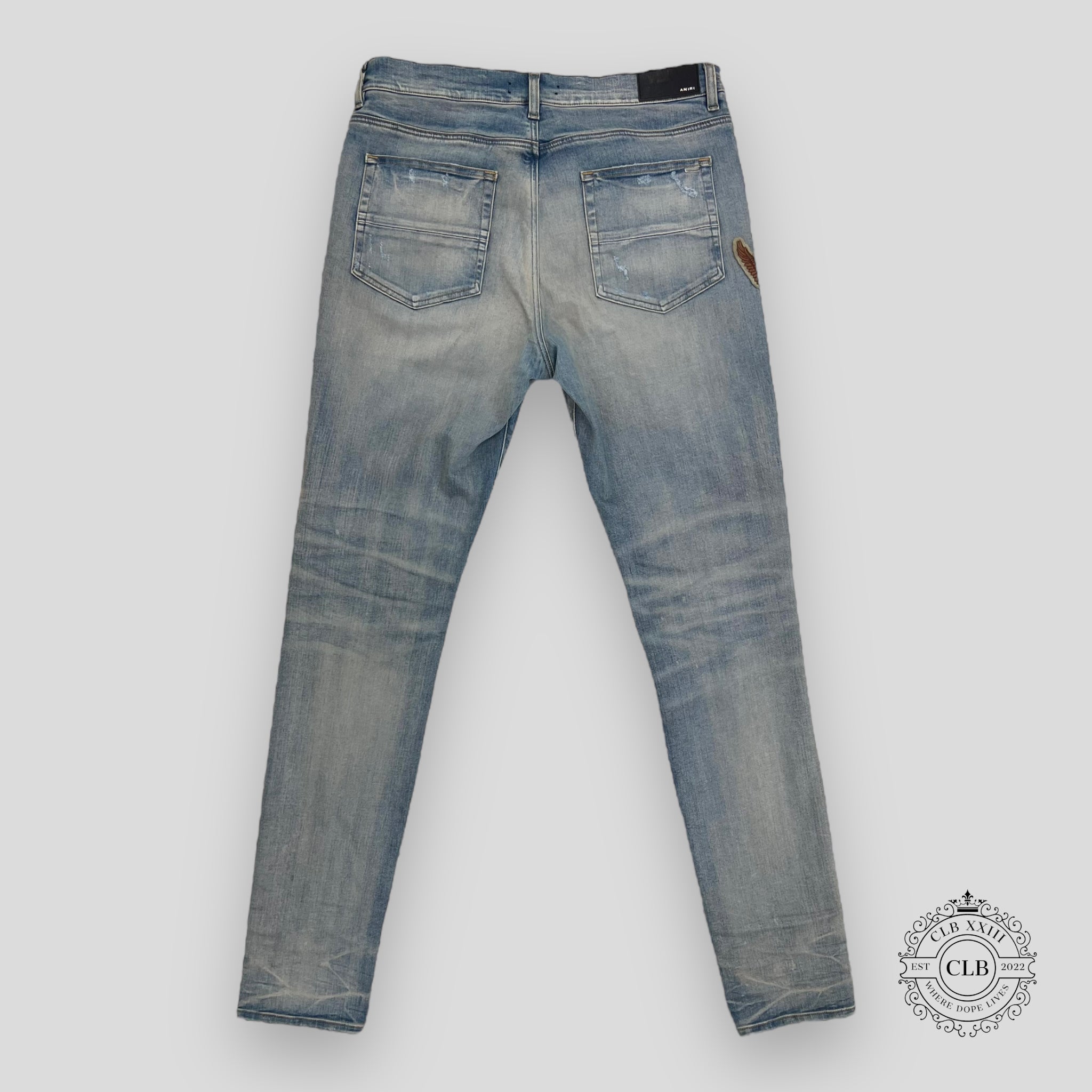 Amiri Biker Patch Jeans in Clay/Indigo