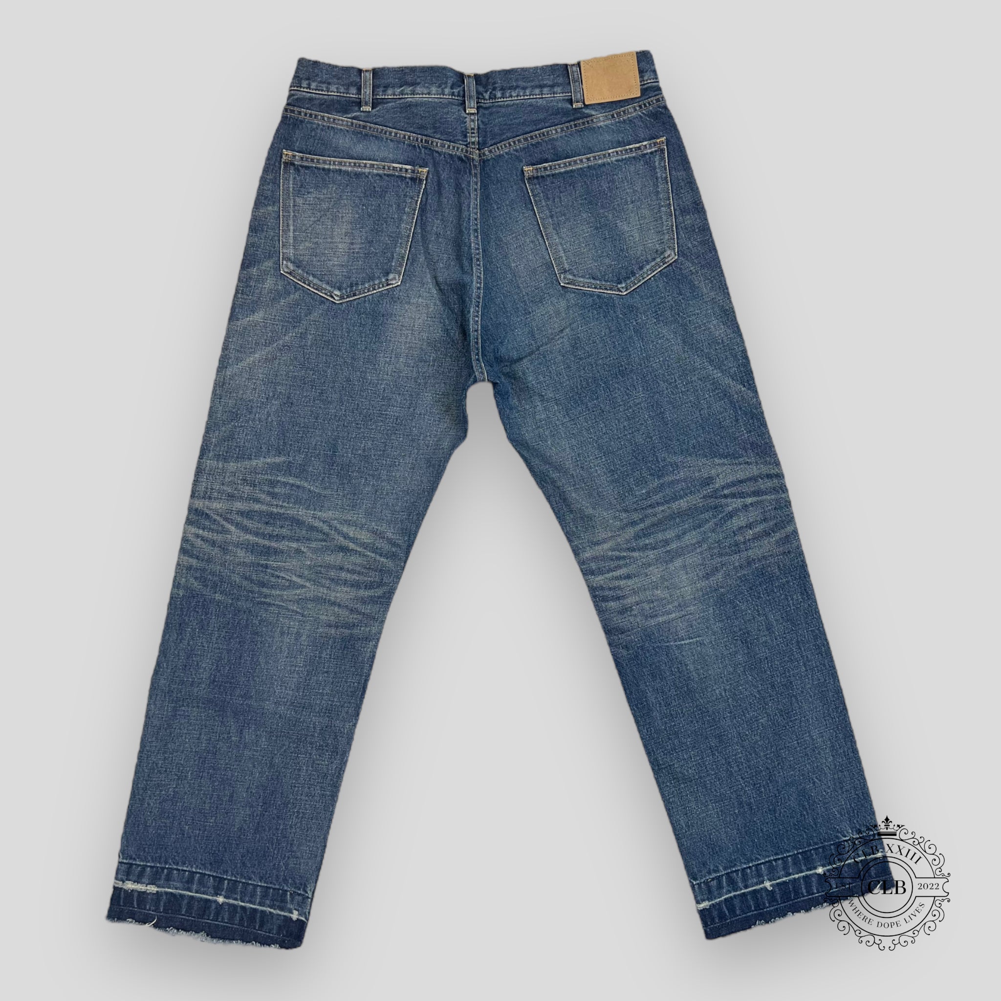 Celine Homme Wesley Straight-Leg Distressed Jeans in Dark Blue