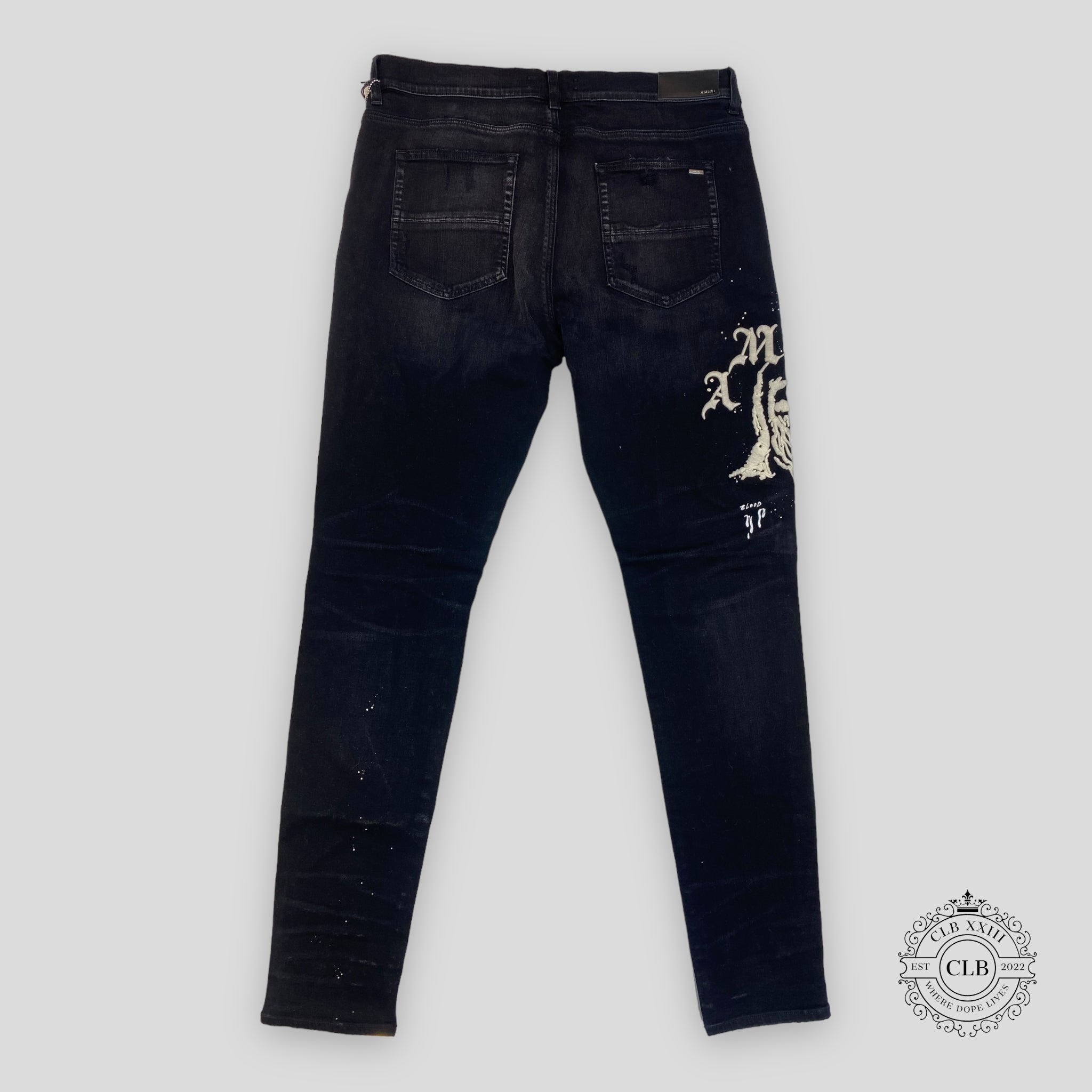 AMIRI X WES LANG REAPER LOGO JEANS - AGED BLACK