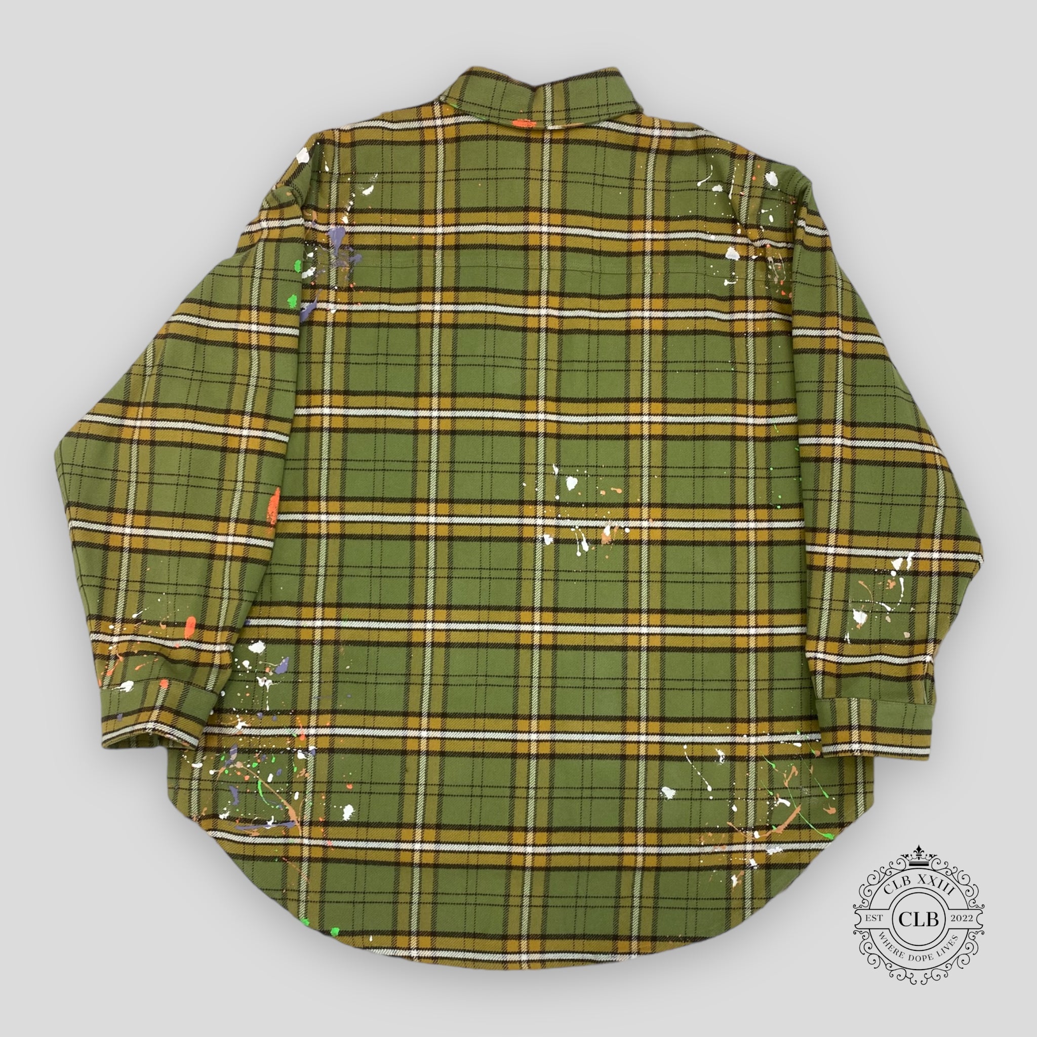 PALM ANGELS PXP PAINTED FLANNEL OVERSHIRT - GREEN