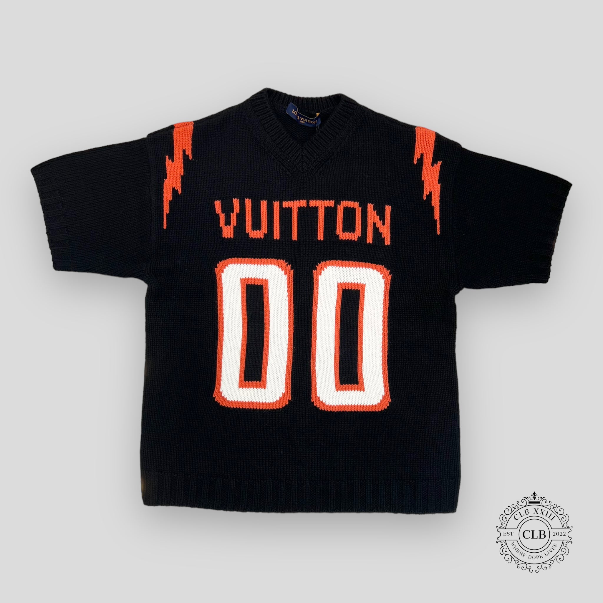 LOUIS VUITTON CHUNKY INTARSIA FOOTBALL TEE - BLACK